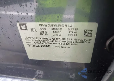 2015 Chevrolet Malibu Ls z USA, uszkodzony, nr VIN 1G11B5SLXFF326678